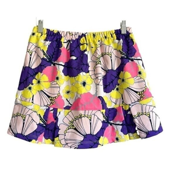 Groovy Tropical Floral Golf/Tennis Pleated Mini Skort Skirt - S/M 🎾 - Picture 5 of 6
